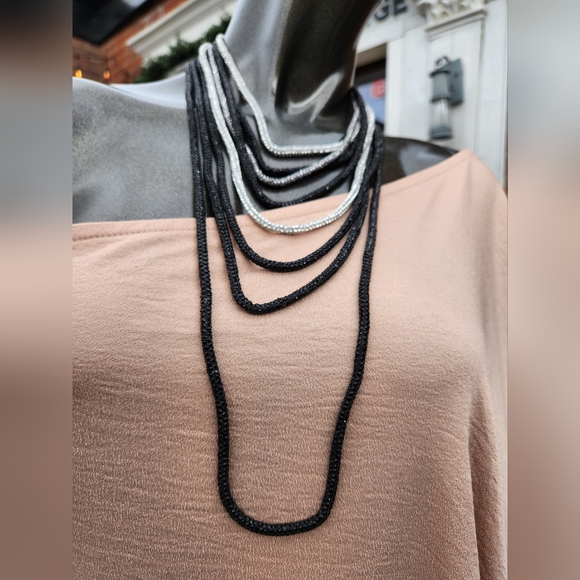 Elegant Multi Layered Black Necklace - Picture 6 of 13